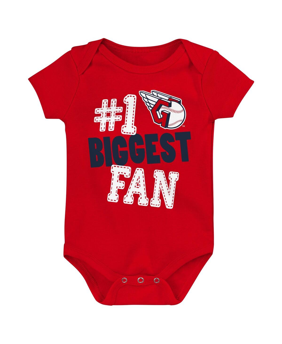 Shop Fanatics Baby Boys And Girls  Cleveland Guardians Fan Pennant 3-pack Bodysuit Set In Red
