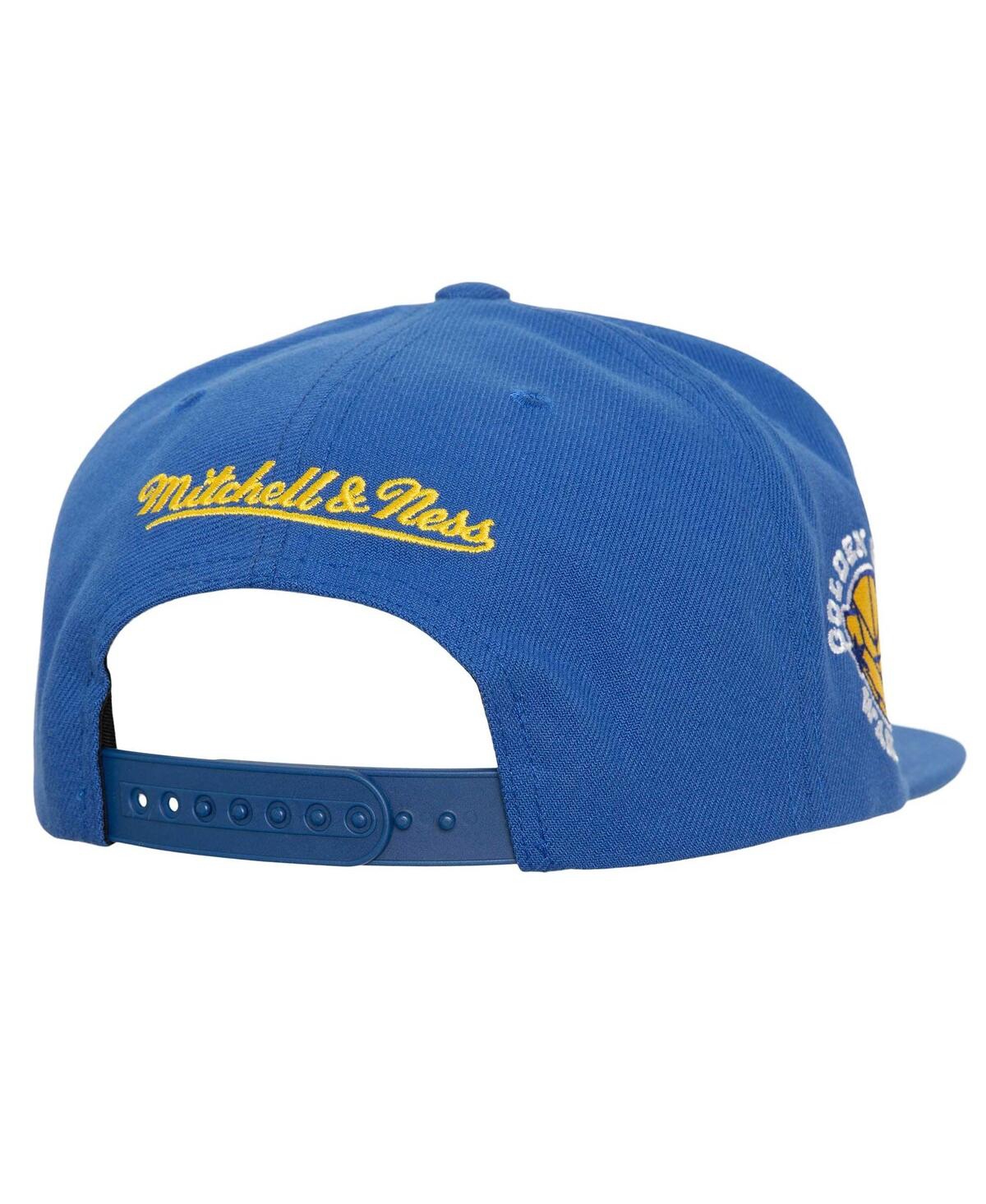 Mitchell & Ness Men's  White, Royal Golden State Warriors Retro Sport Colorblock Script Snapback Hat In White,royal