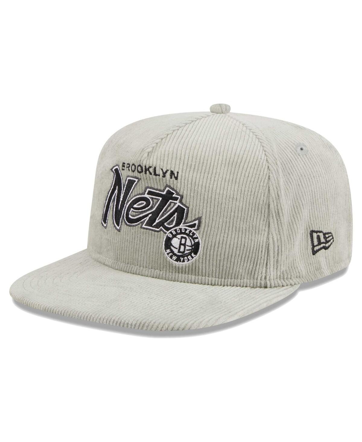 Men's New EraBrooklyn Nets The Golfer Corduroy 9FIFTY Snapback Hat - Gray