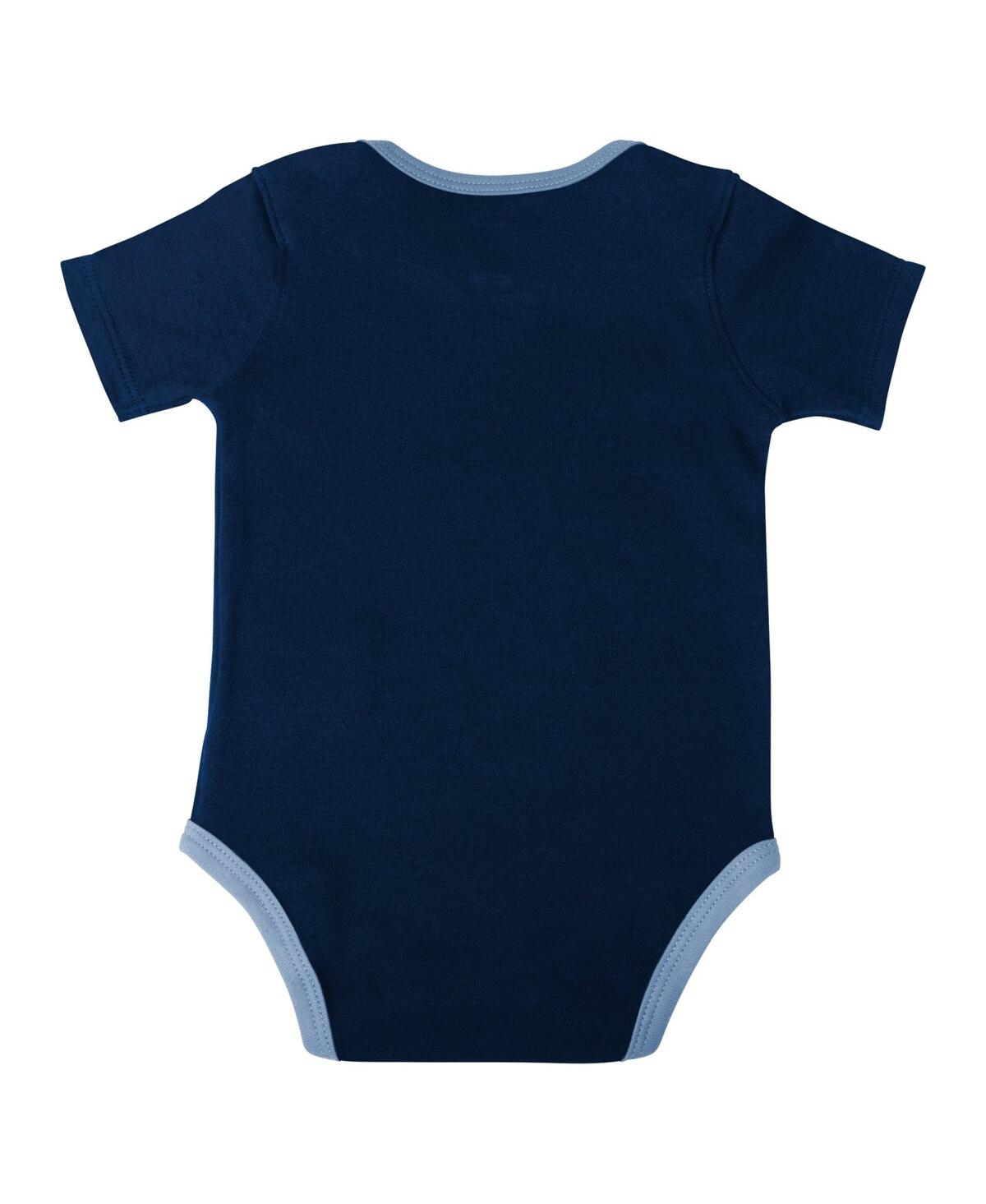 Shop Outerstuff Baby Boys And Girls Navy, Light Blue, Gray Memphis Grizzlies Bank Shot Bodysuit, Hoodie T-shirt And  In Navy,light Blue