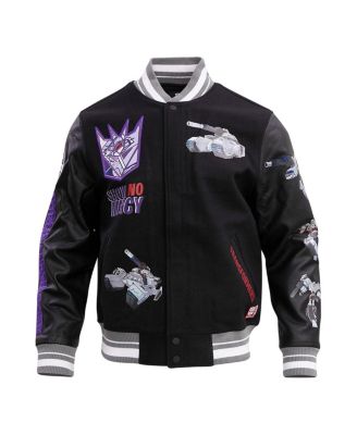 Freeze Max Men's Black Transformers Legendary Decepticon Barricade Full-Zip Varsity Jacket