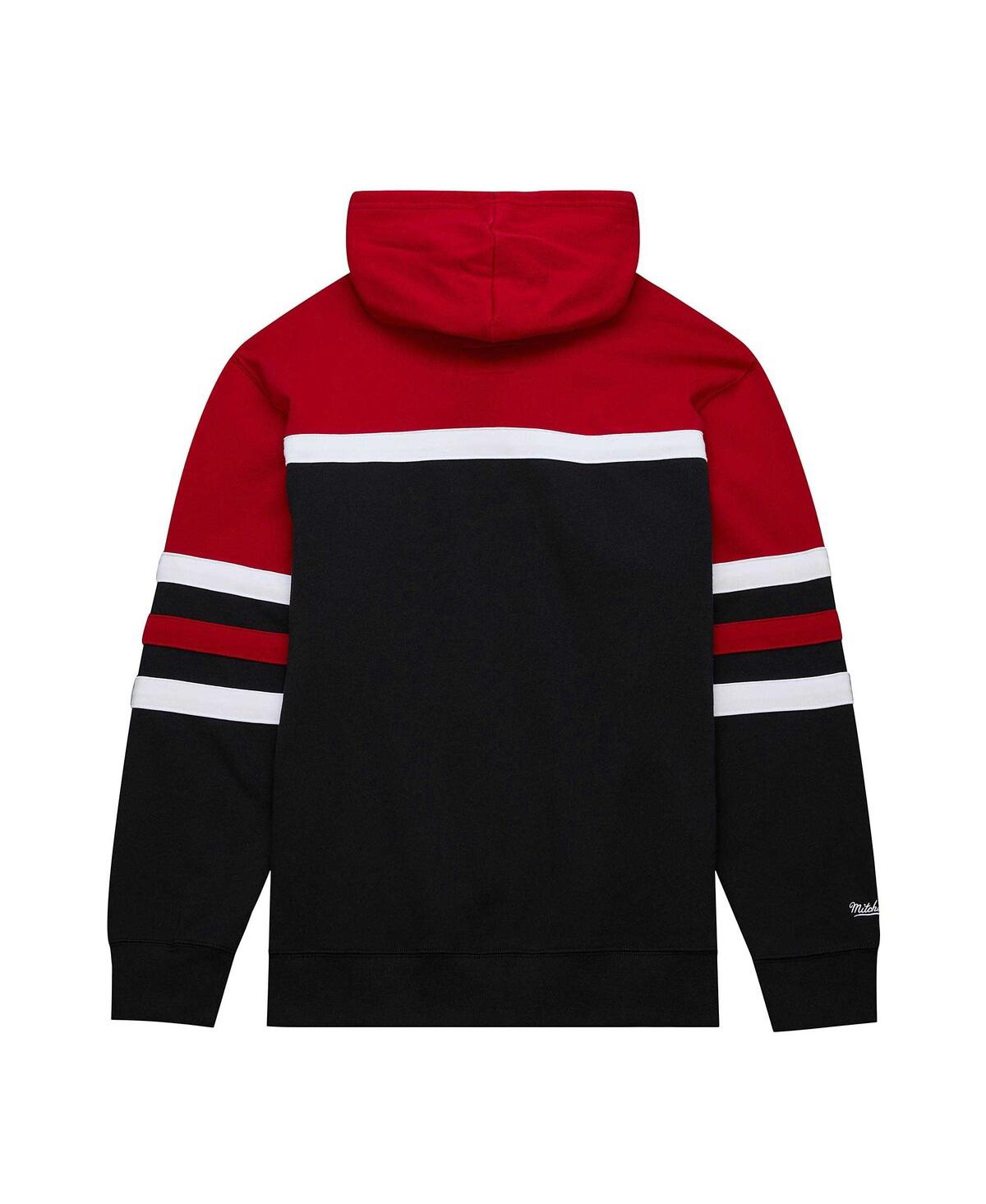 Mitchell & Ness Men's Black Philadelphia 76ers Big Tall Hardwood Classics Head Coach Pullover Hoodie In Black,red