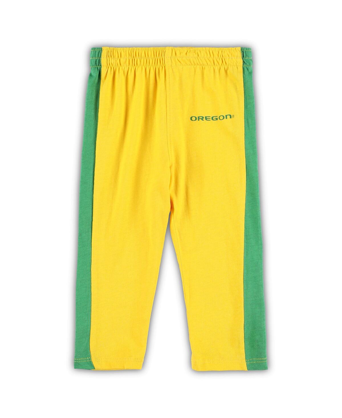 Baby Boys and Girls Yellow Oregon Ducks Little Kicker Long Sleeve Bodysuit and Sweatpants Set - Yellow