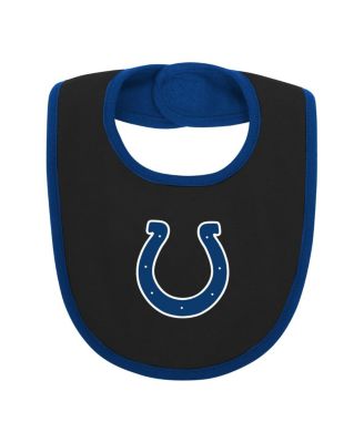 Baby Boys and Girls Royal, Black Indianapolis Colts Home Field Advantage Three-Piece Bodysuit, Bib and Booties Set
