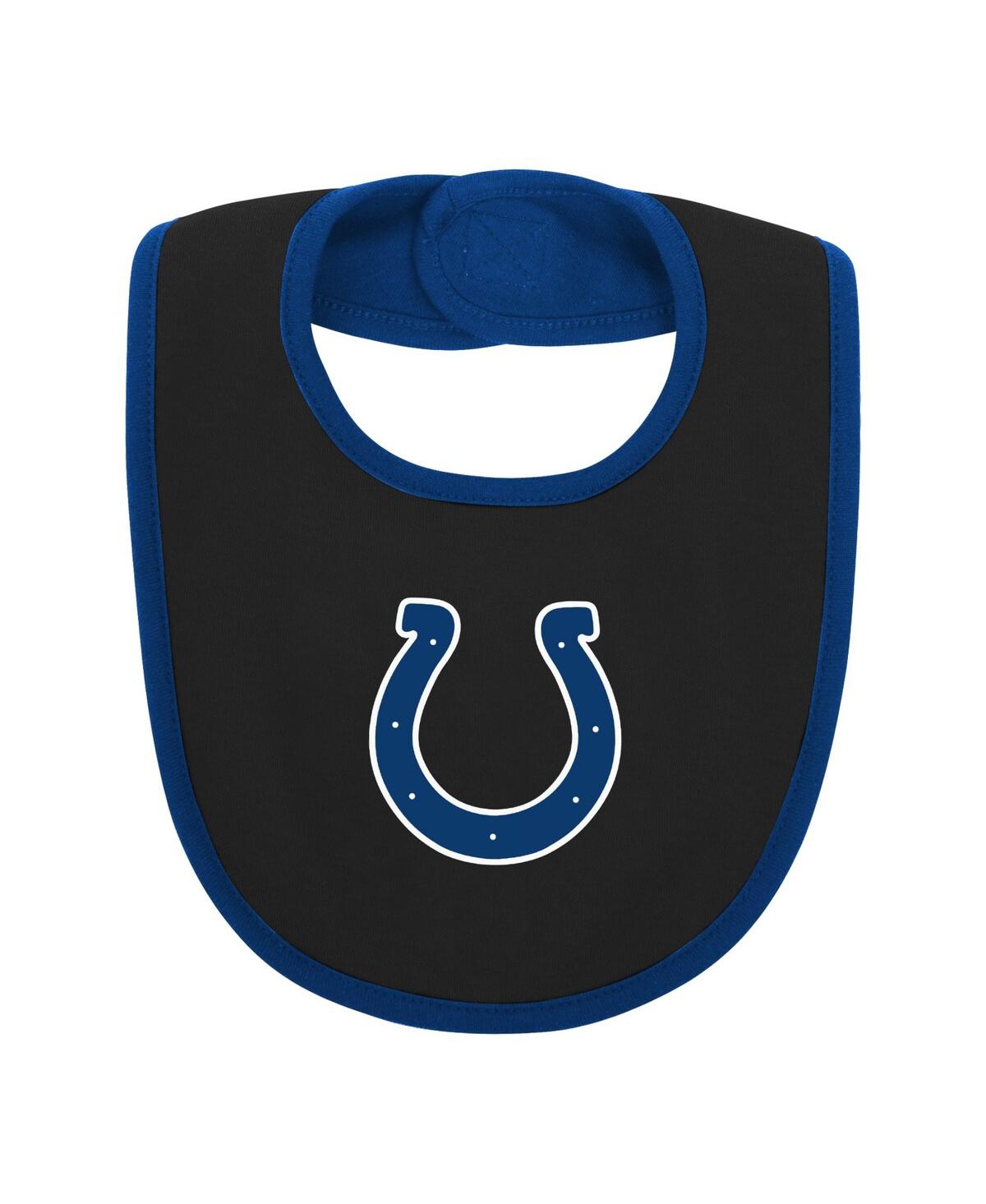 Shop Outerstuff Baby Boys And Girls Royal, Black Indianapolis Colts Home Field Advantage Three-piece Bodysuit, Bib A In Royal,black
