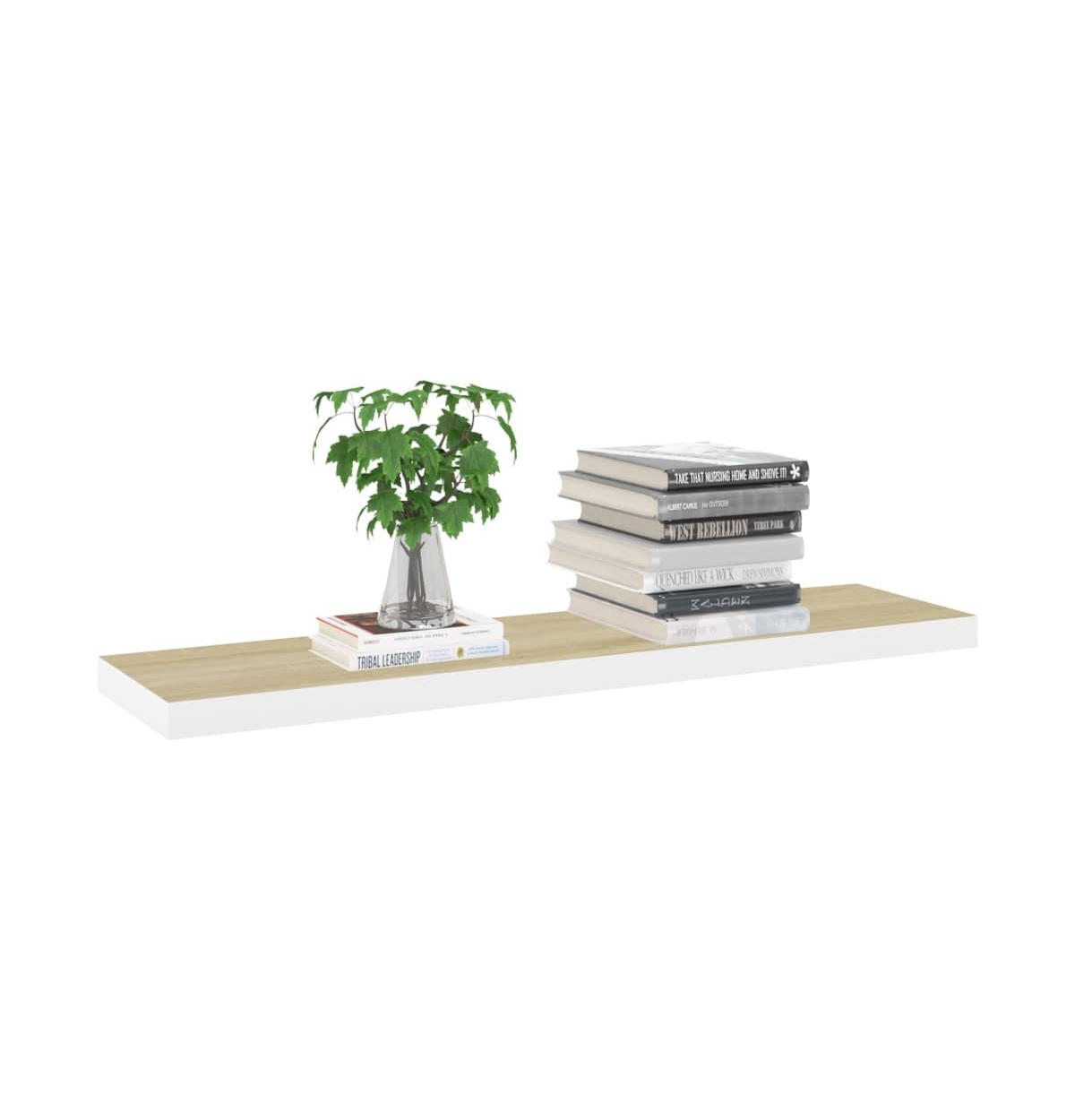Floating Wall Shelves 2 pcs Oak and White 35.4