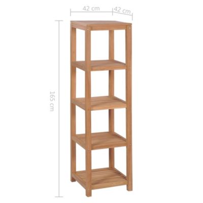 4-Tier Bathroom Storage Rack Solid Teak 16.5"x16.5"x65"