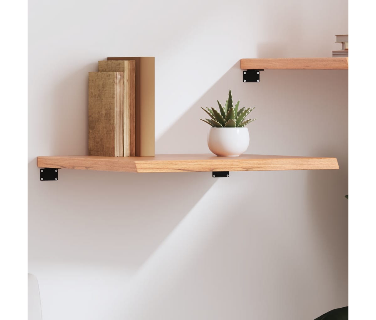 Wall Shelf Light Brown 23.6"x23.6"x(0.8"-1.6") Treated Solid Wood Oak