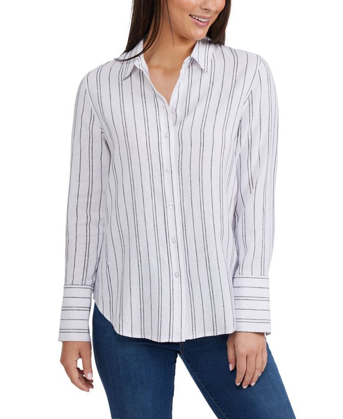 Ellen Tracy Women s Long Sleeve Button Front Shirt Macy s