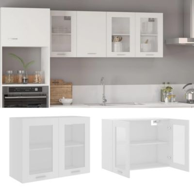 Hanging Glass Cabinet White Engineered wood, Glass Medium