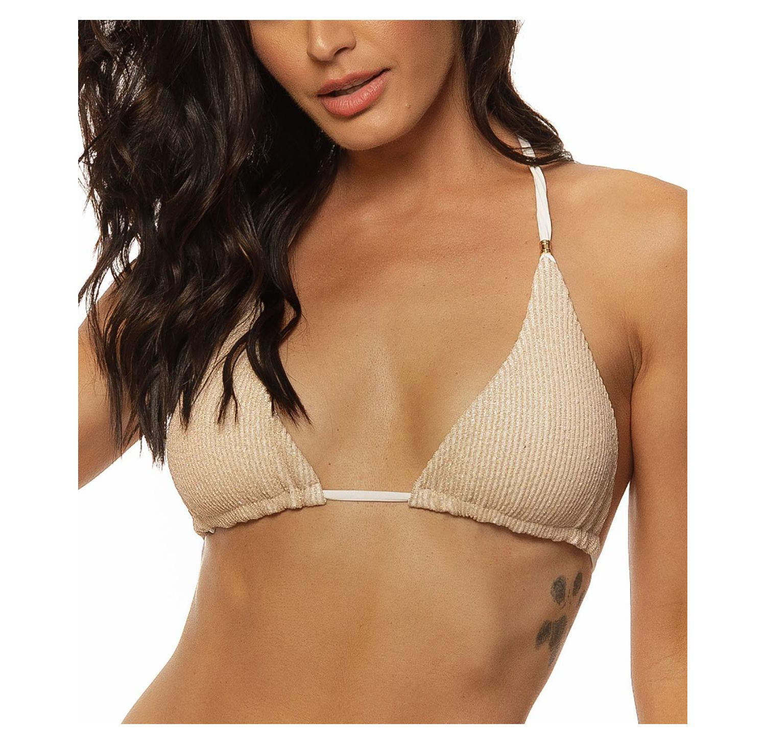 Women's Crinkle Lurex Reversible Triangle Bikini Top