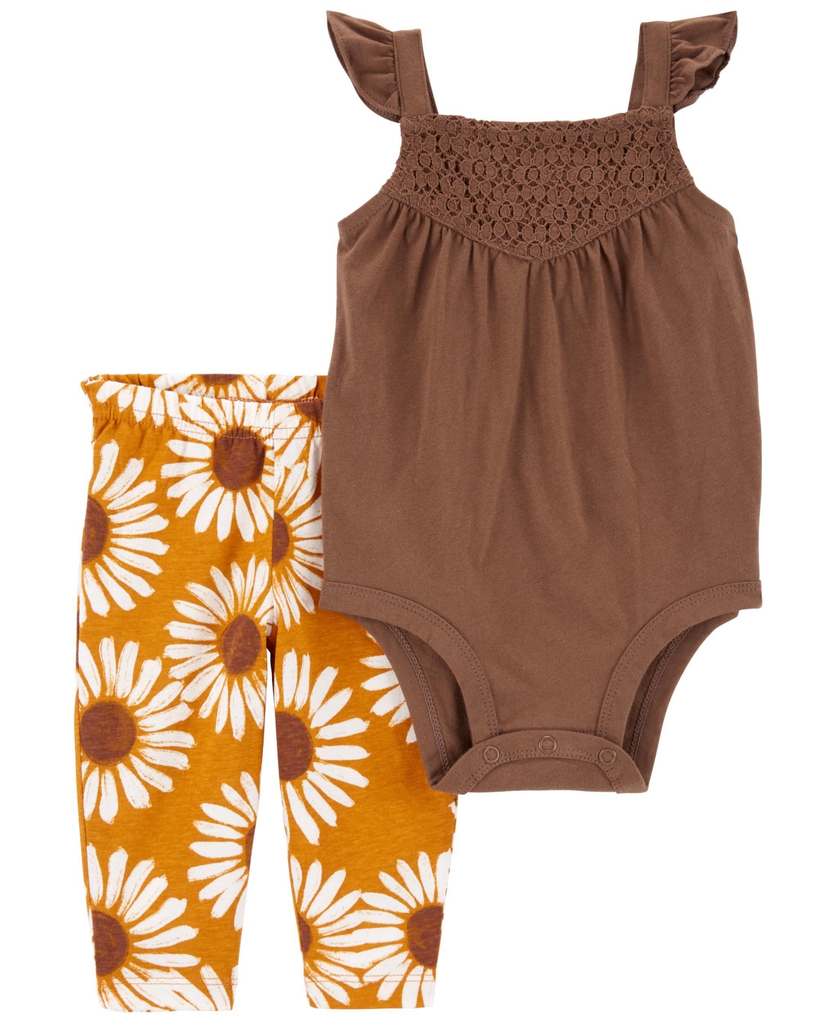 Shop Carter's Baby 2 Piece Flutter Bodysuit Pant Set In Brown