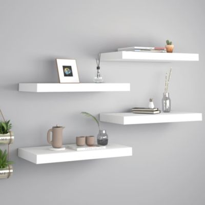 Floating Wall Shelves 4 pcs White 19.7"x9.1"x1.5" MDF