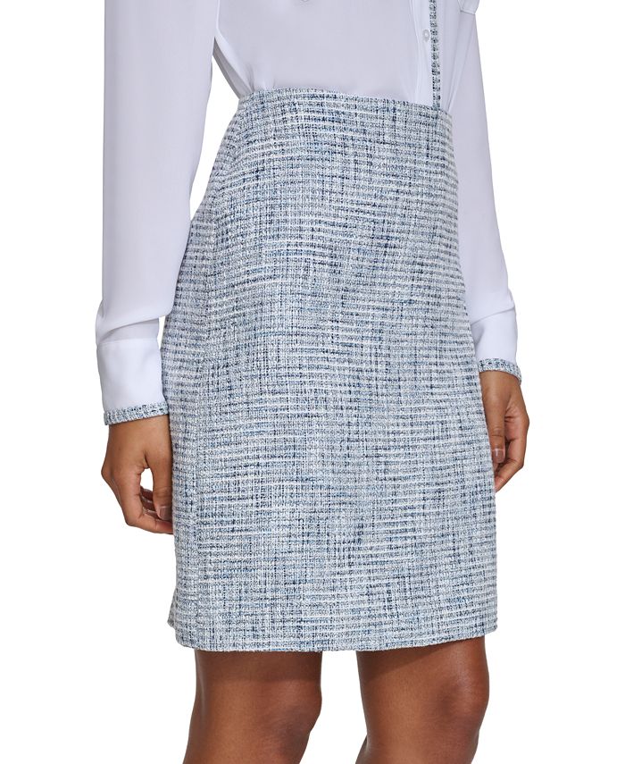 Calvin Klein Women's Tweed Pencil Skirt Blue Size 6