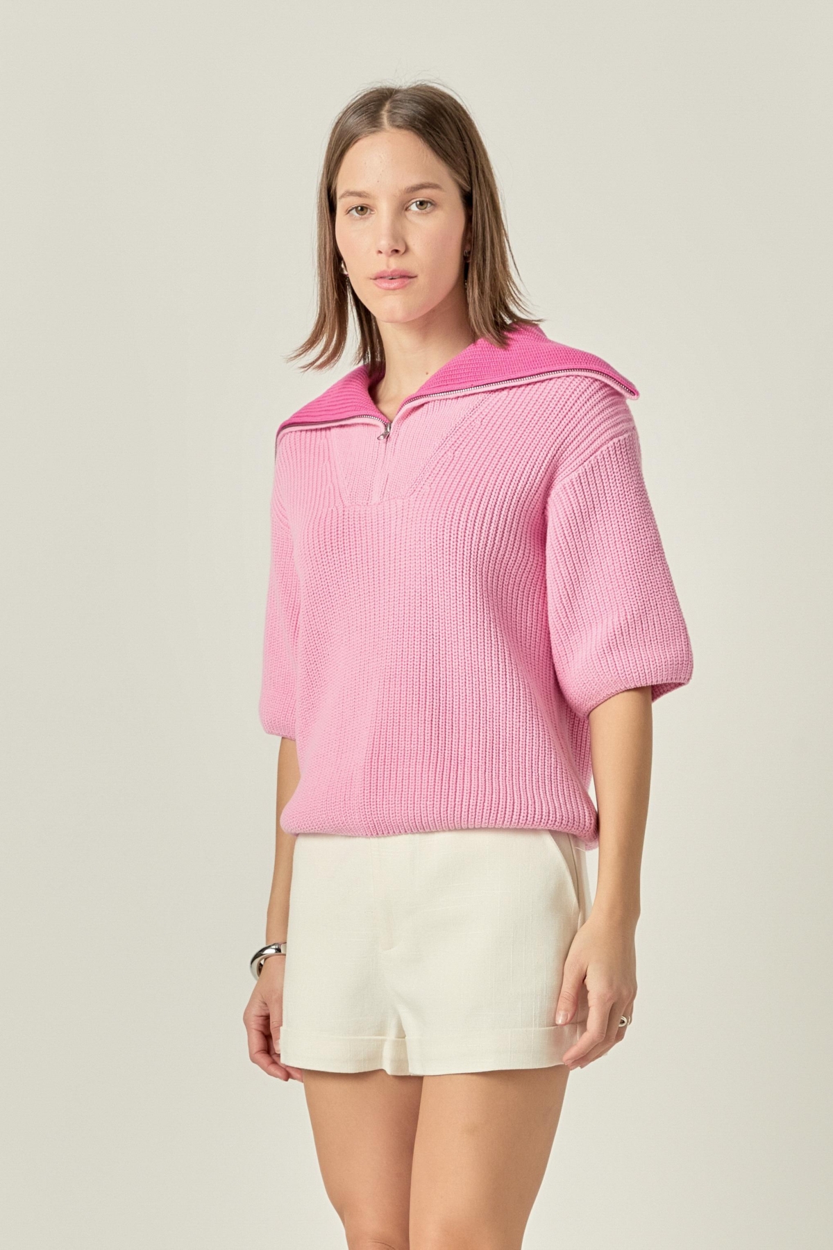 Women's Half Sleeves Collar Knit Top