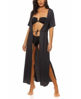 Women's Tie Front Long Kimono Cover-up