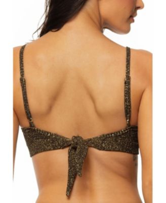 Women's Crinkle Lurex Padded Underwire Bikini Top