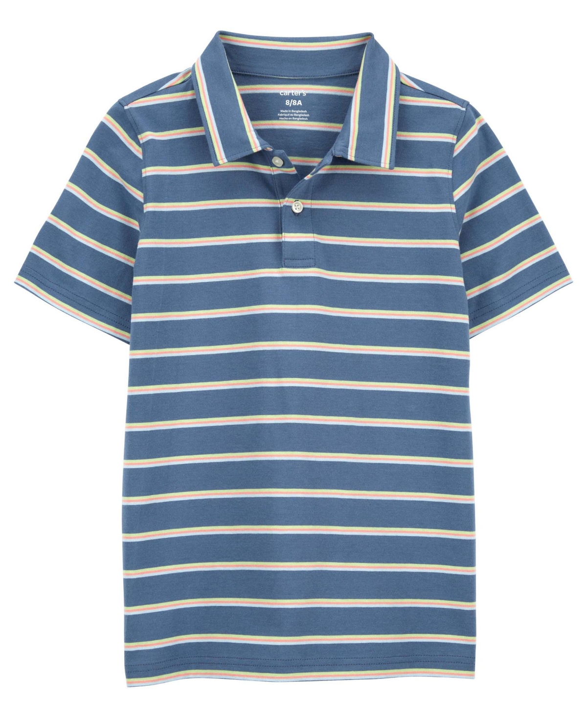 Shop Carter's Big Striped Jersey Polo In Blue