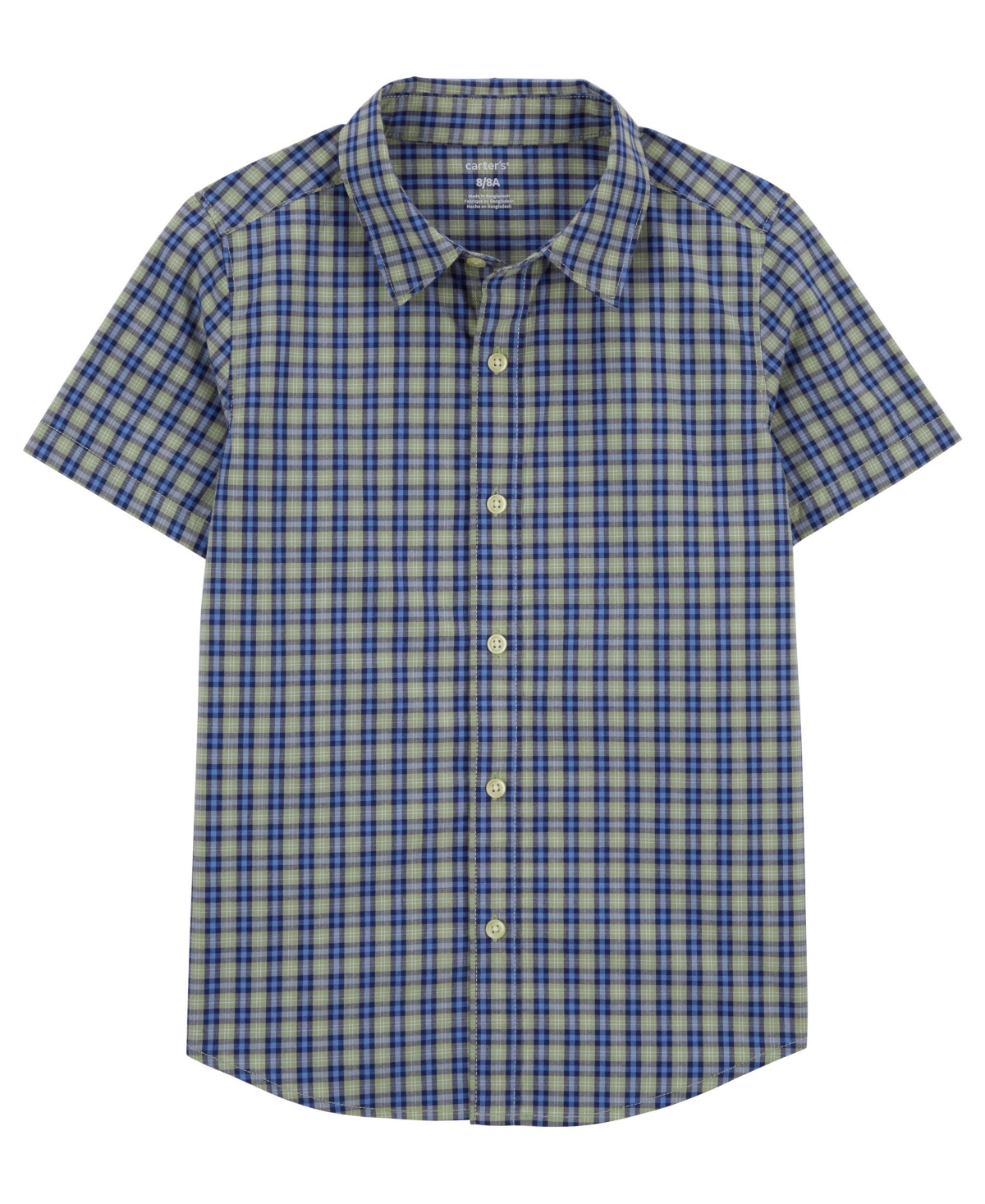 Shop Carter's Big Plaid Button Down Shirt In Blue