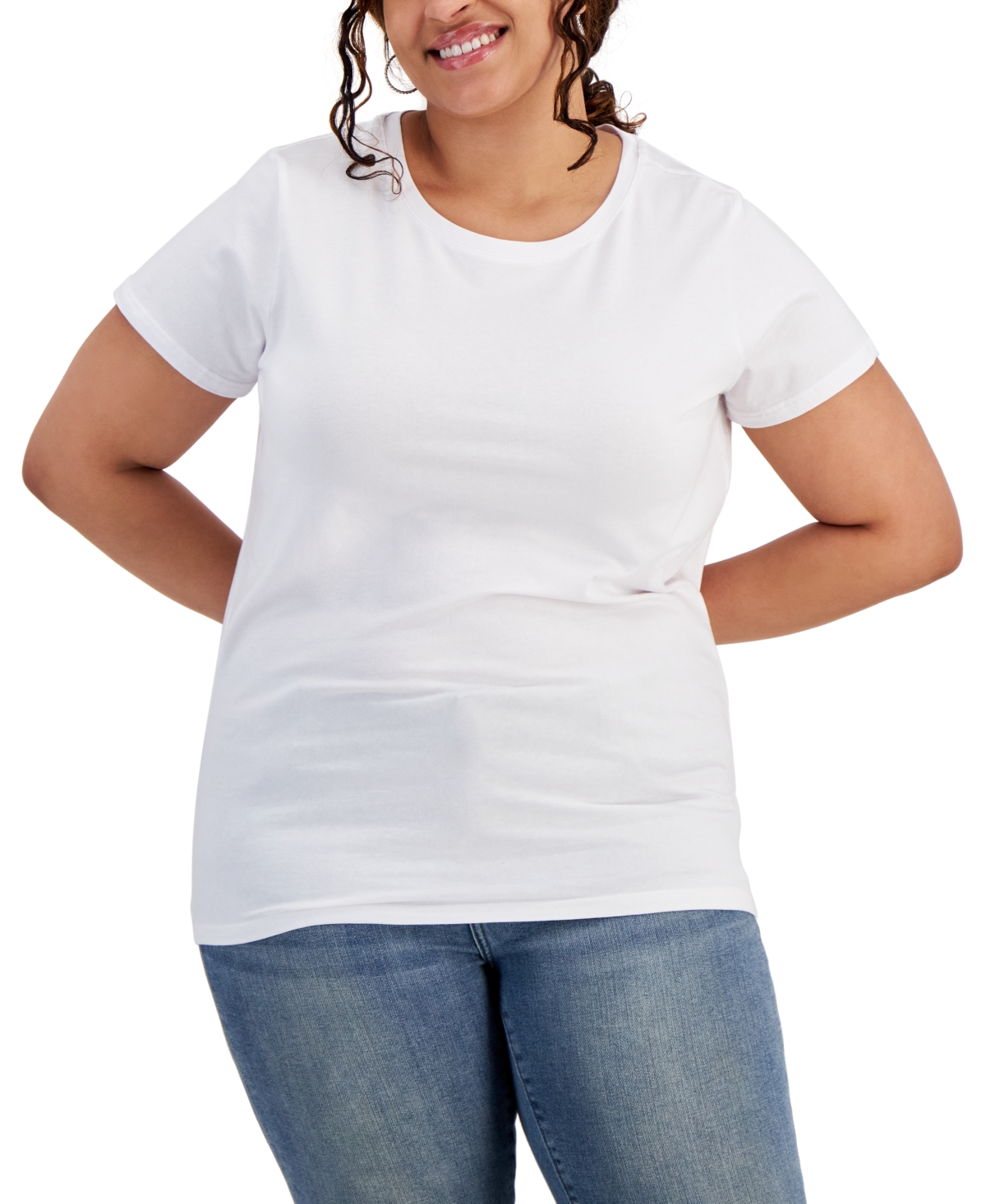 Plus Size Basic Crewneck Short-Sleeve T-Shirt - Bright White