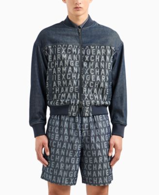 A|X Armani Exchange - Men's Logo-Print Denim Bomber Jacket