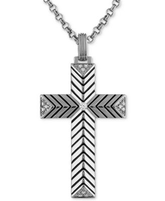 Diamond Textured Cross 22" Pendant Necklace (1/10 ct. t.w.), Created for Macy's