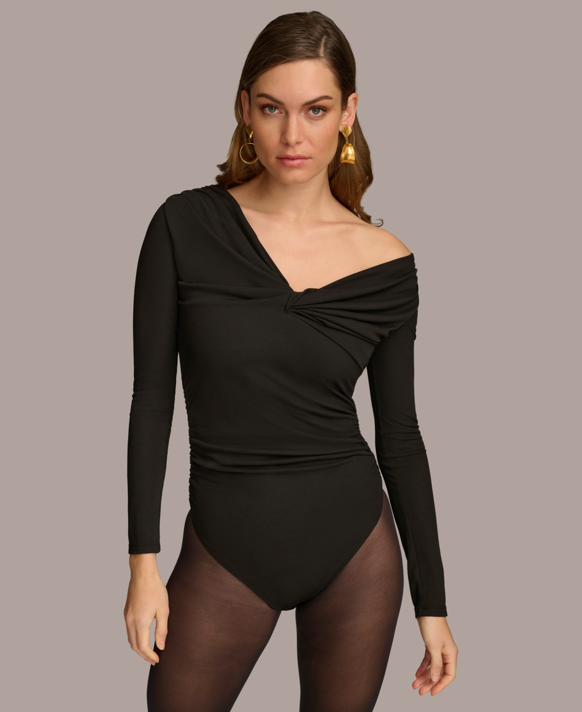 Shop Donna Karan Women's Off-the-shoulder Bodysuit In Black