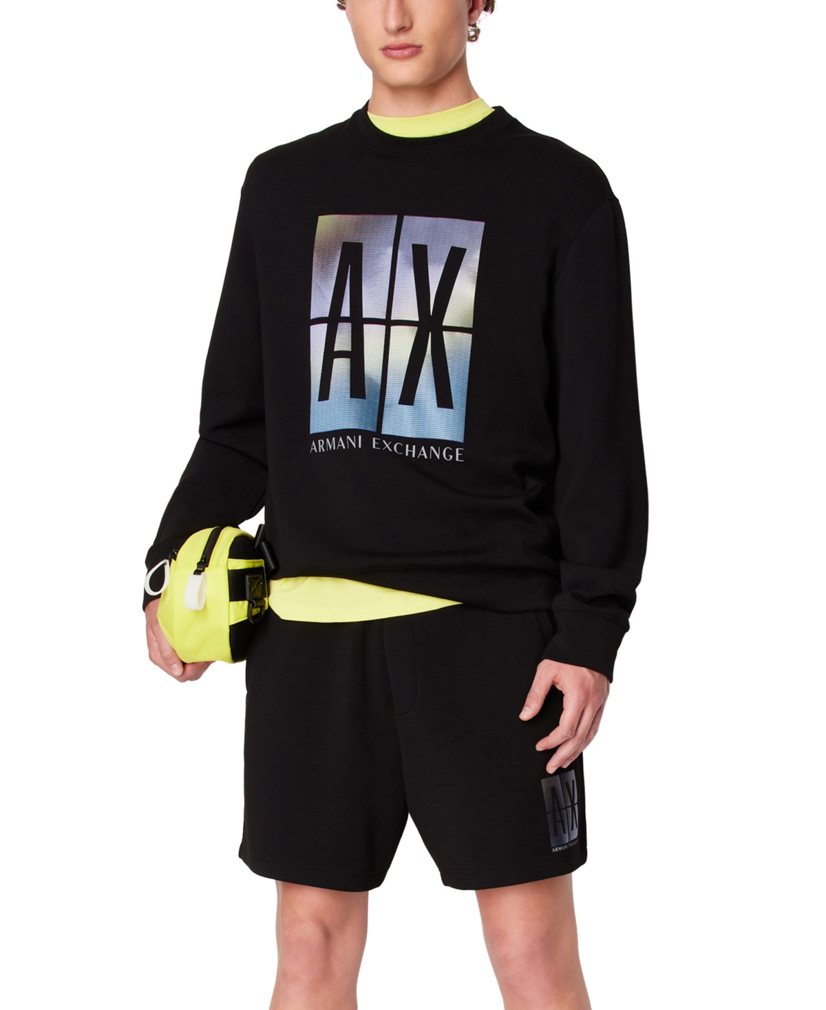 A|X Armani Exchange Men's Regular-Fit Box Logo-Print Crewneck Sweatshirt