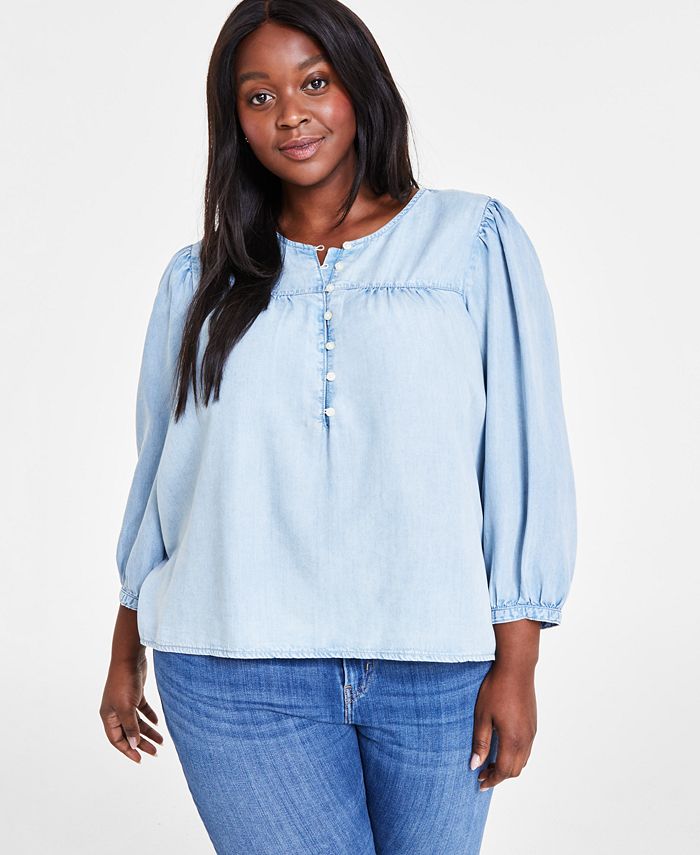 Plus Size Blouse Levi's Women's Halsey Blouse - Romantic Denim Top