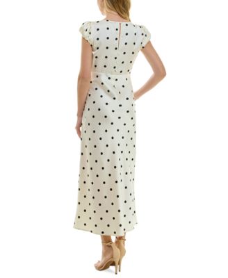 Crystal Doll Juniors' Polka Dot Lace-Trim Satin Maxi Dress - Macy's