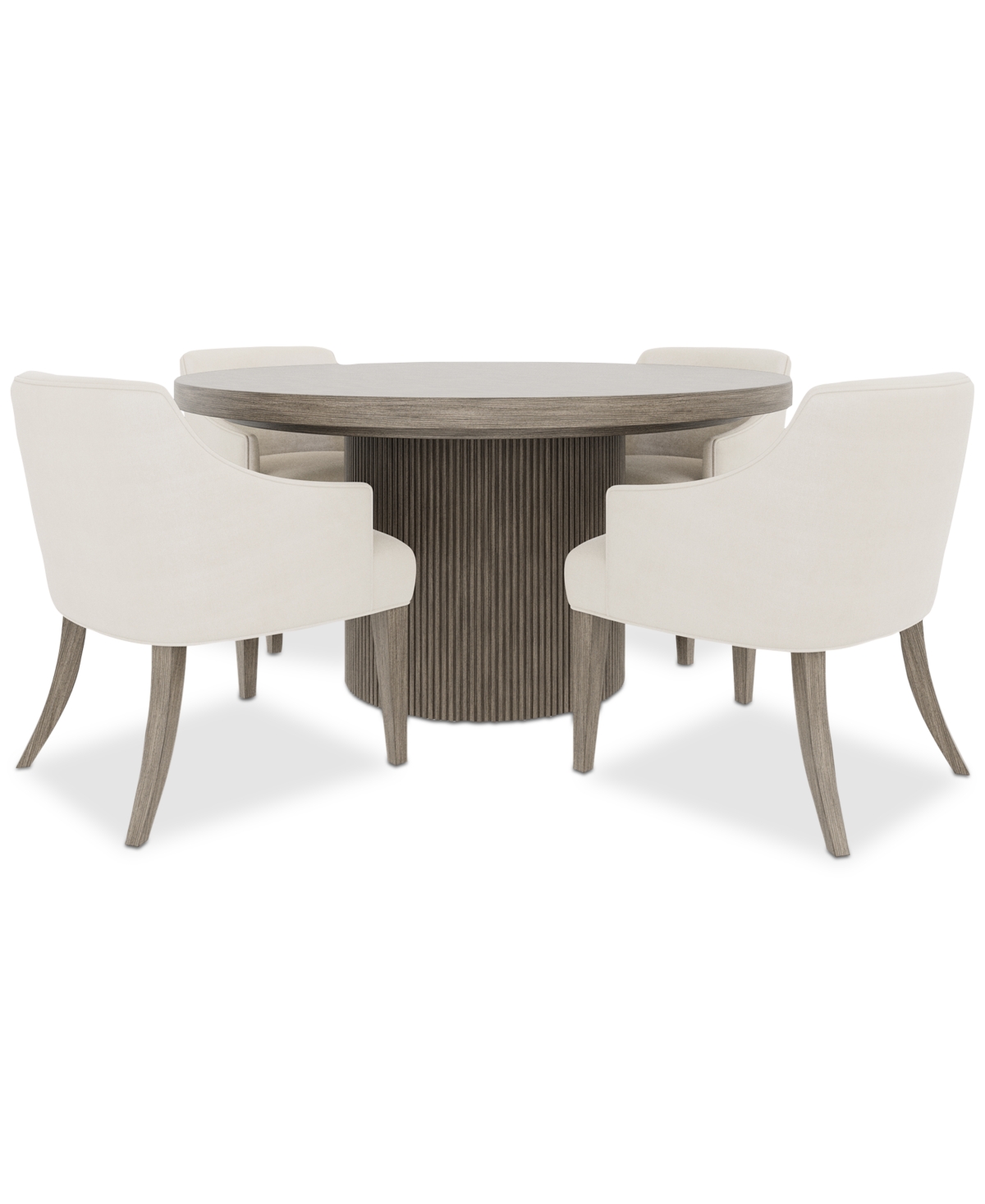 Macy's Frandlyn 5pc Dining Set (round Table + 4 Host Chairs) In Brown