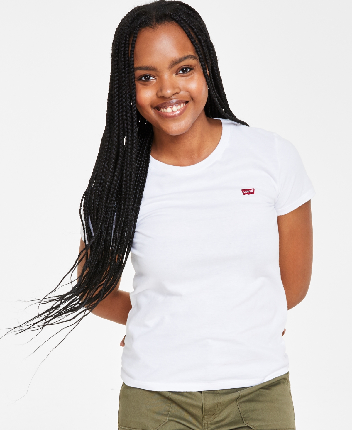 Shop Levi's Women's The Perfect Crewneck Cotton T-shirt In Sandy Stripe