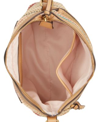 Straw North South Crossbody Bag