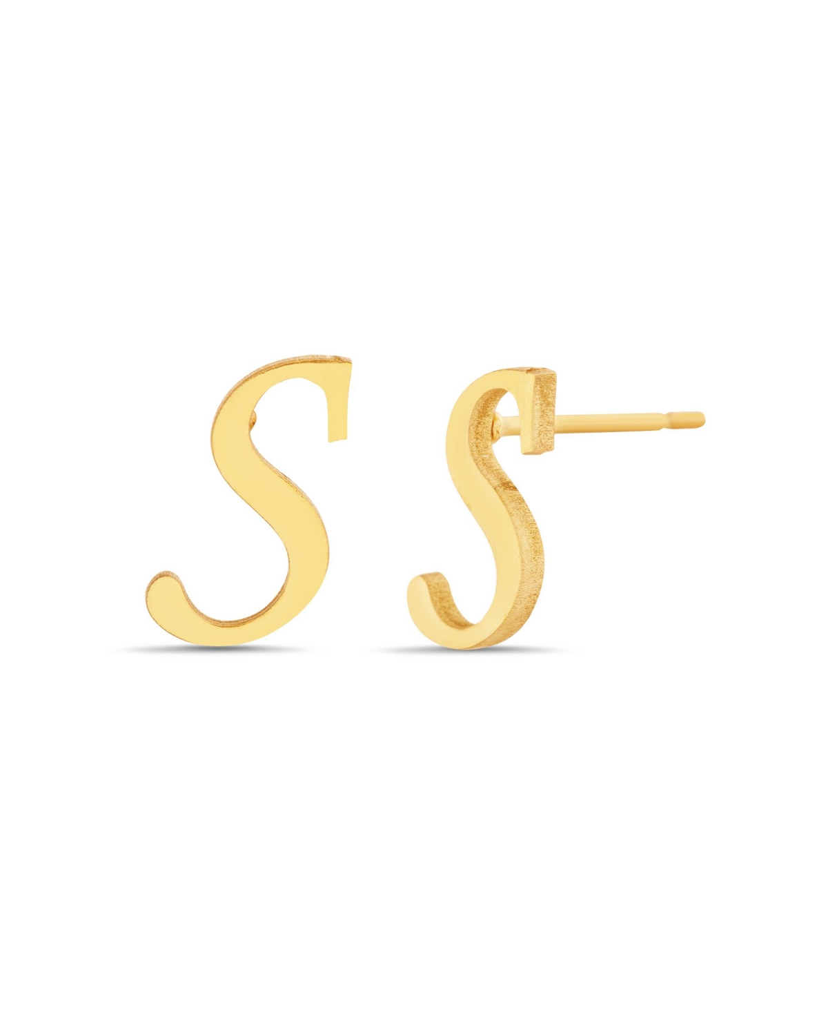Gold-Tone Letter Initial Stud Earring - S