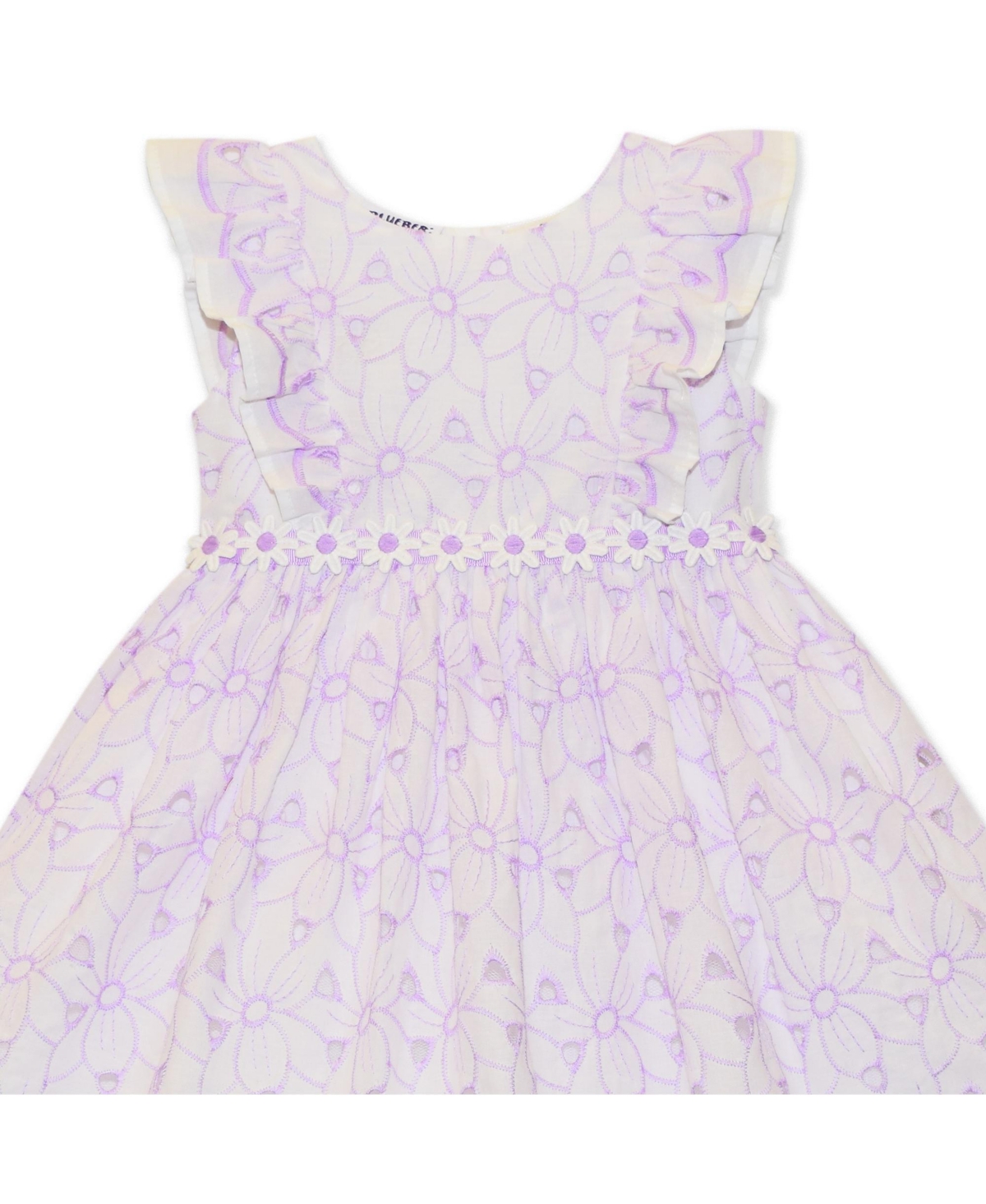 Shop Blueberi Boulevard Baby Girls Floral Eyelet Cotton Dress In Lilac