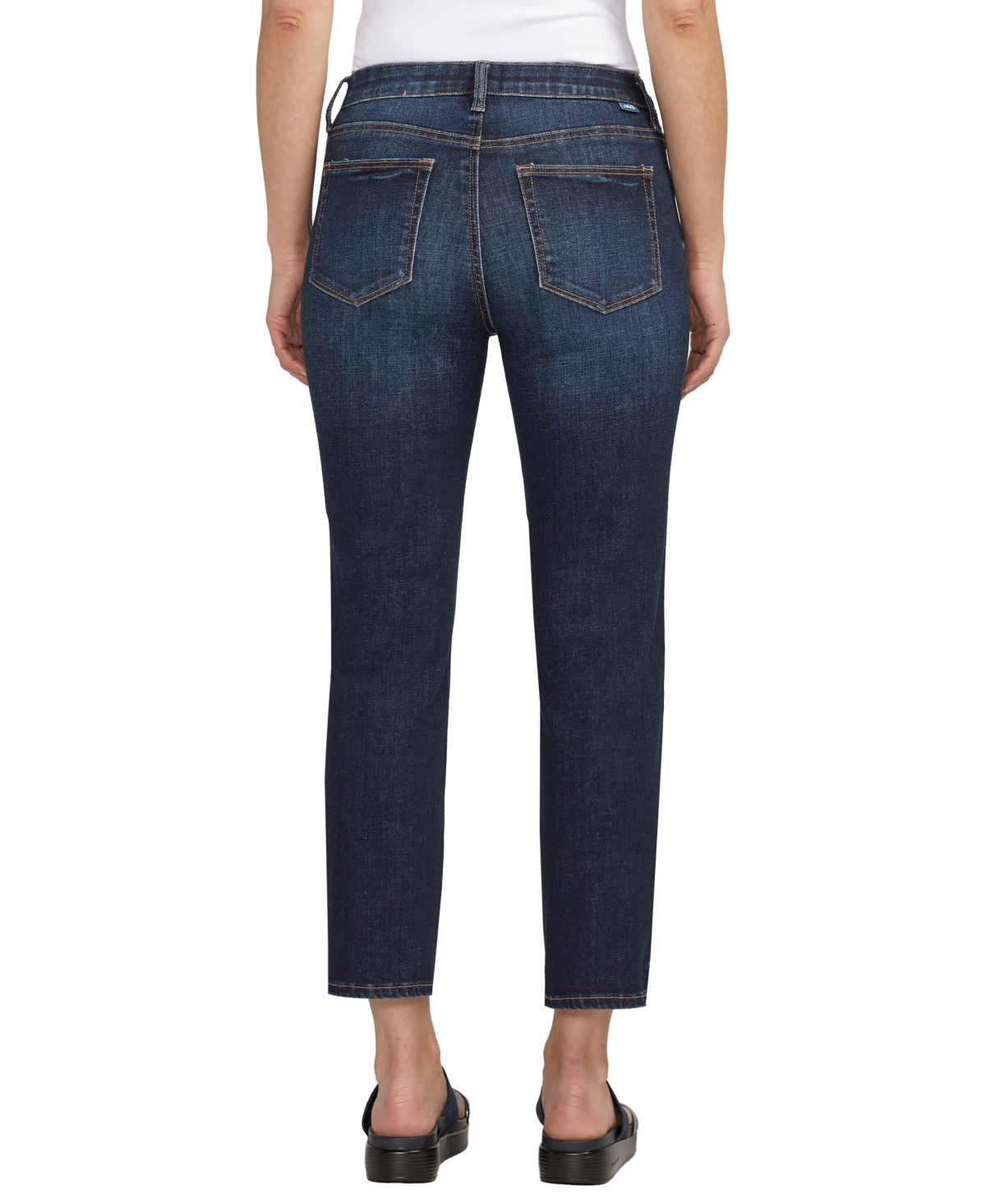 Shop Jag Women's Ruby Mid Rise Straight Cropped Jeans In Canyon Blue