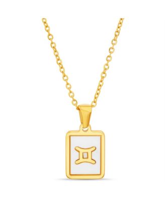 Gold-Tone Tag Zodiac Sign Pendant Necklace