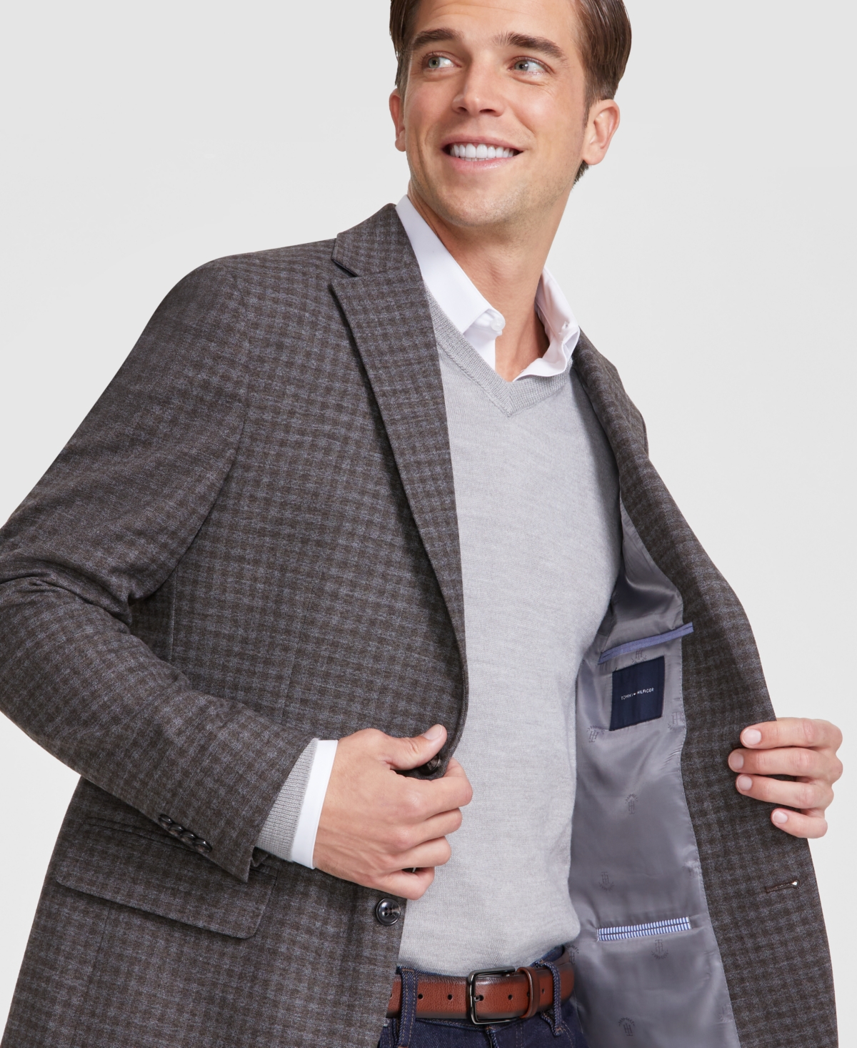 Tommy Hilfiger Men's Modern-Fit Check Sport Coat -brown Check