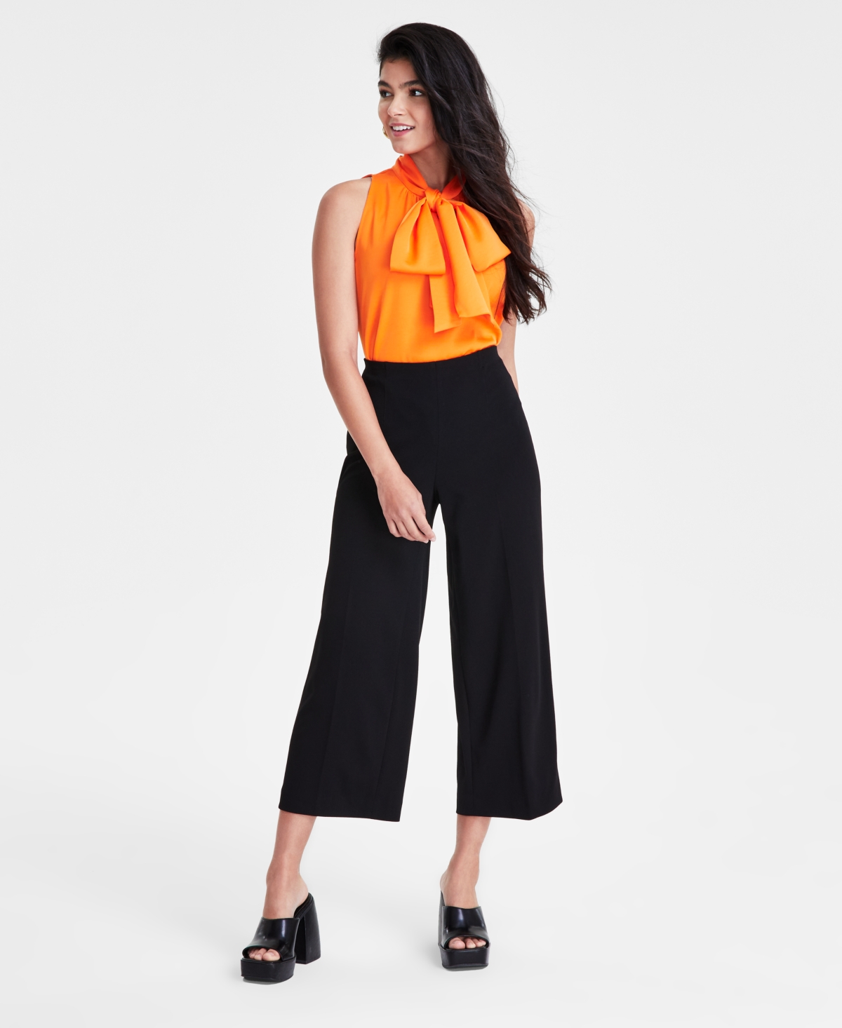 Shop Bar Iii Women's High-rise Wide-leg Ankle Pants, Created For Macy's In Black