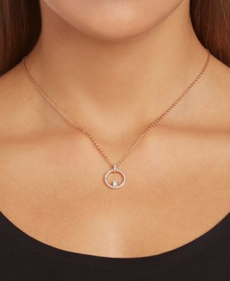 Rose Gold-Tone Crystal Circle Pendant Necklace, 14-7/8" + 2" extender