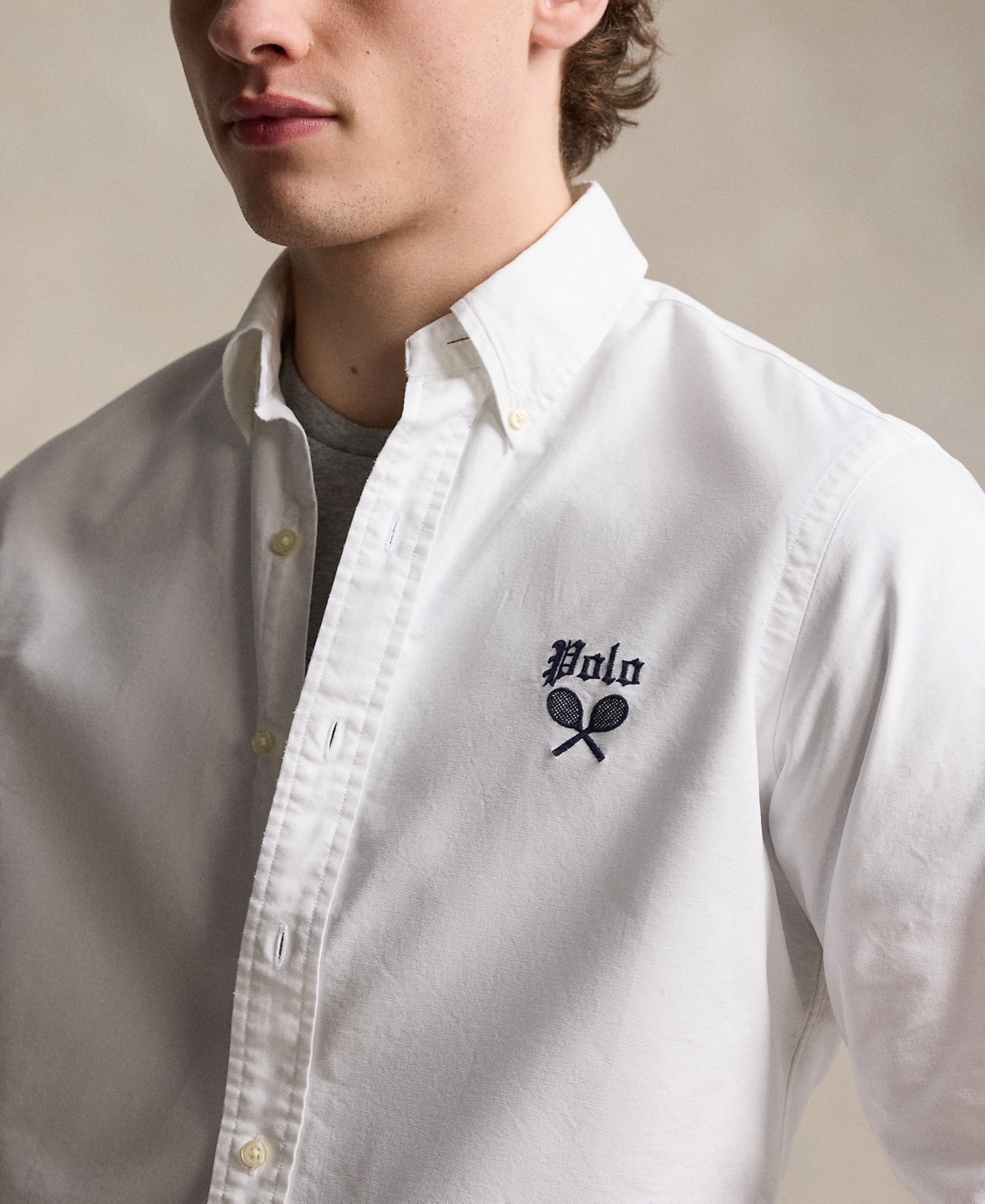 Shop Polo Ralph Lauren Men's Classic-fit Embroidered Oxford Shirt In White