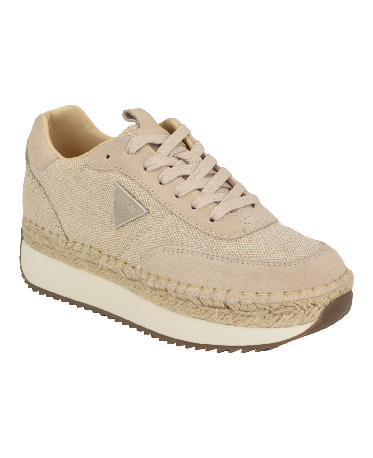 Shop Guess Women's Stefen Lace Up Casual Espadrille Sneakers In Light Natural - Textile,suede
