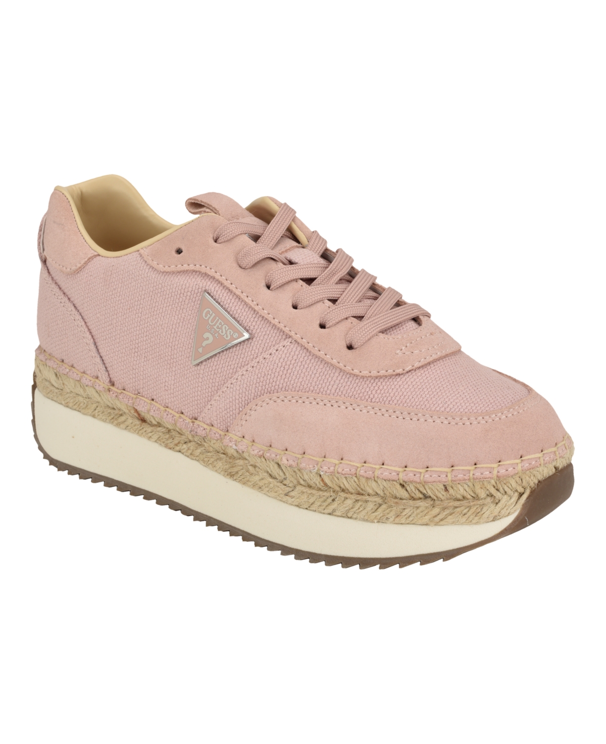 Shop Guess Women's Stefen Lace Up Casual Espadrille Sneakers In Light Pink - Textile,suede