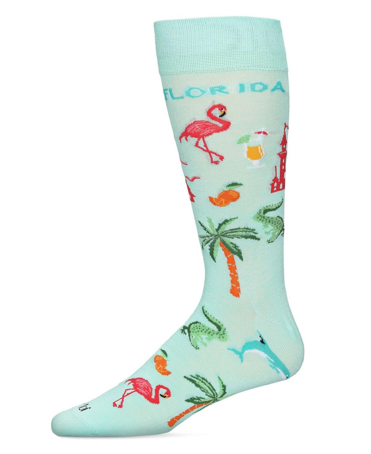 Men's Florida Sun Fun Novelty Crew Socks - Seafoam