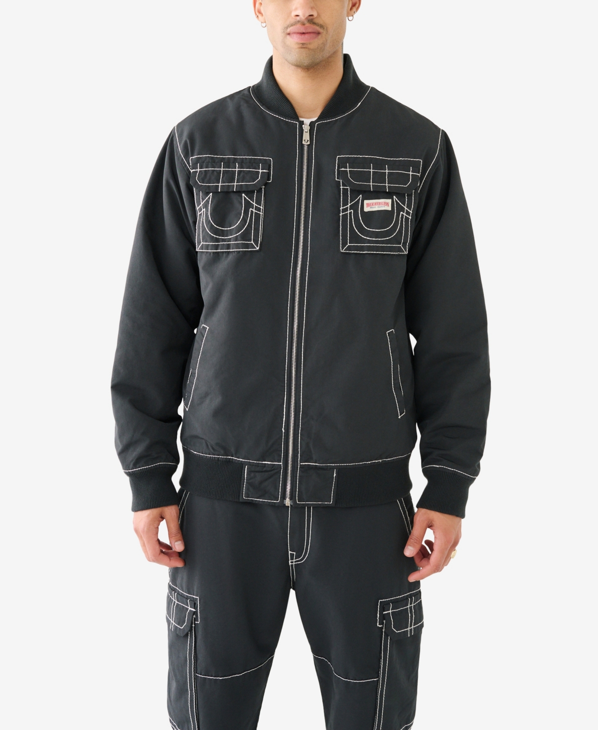 Shop True Religion Men's Big T Hooded Jacket In Jet Black
