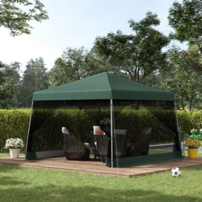 10' x 10' Pop Up Canopy with Screen Net Sidewalls, Green