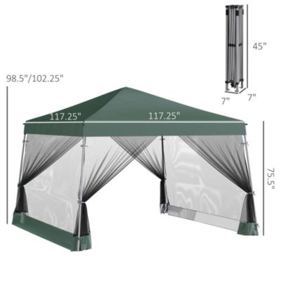 10' x 10' Pop Up Canopy with Screen Net Sidewalls, Green