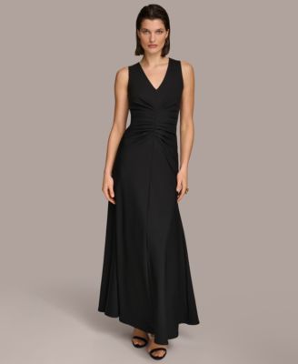 Donna Karan New York - Women's Ruched V-Neck Gown