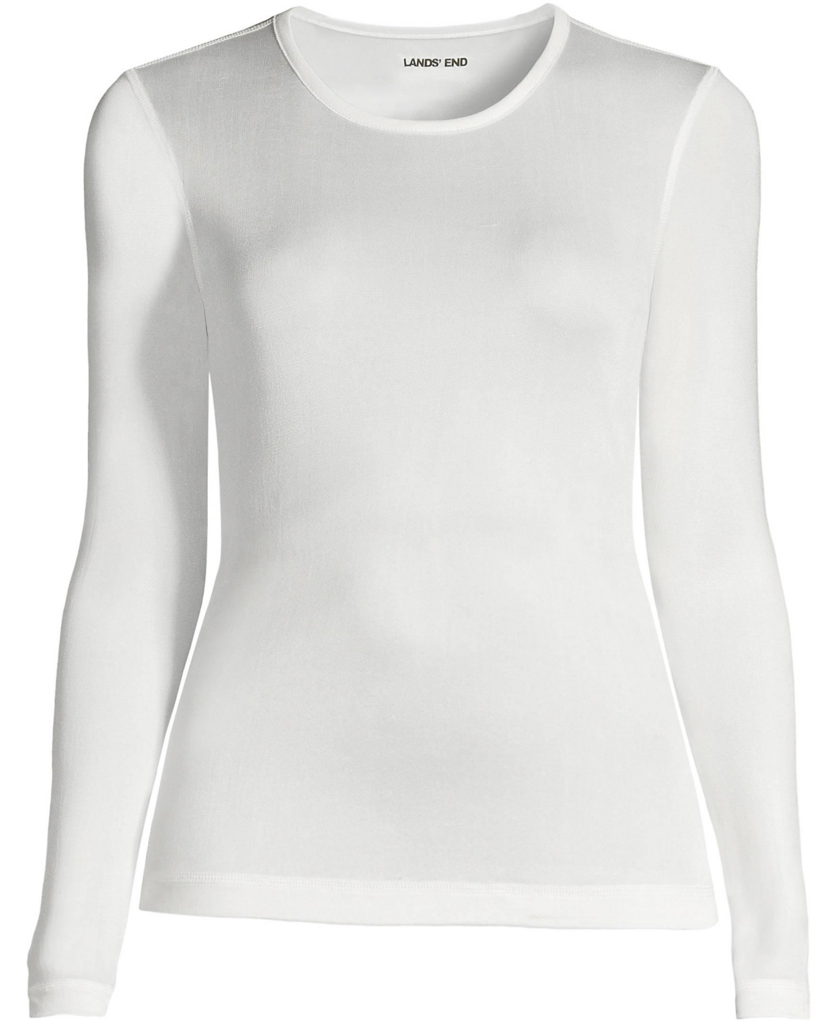 Lands' End Women's Silk Interlock Long Sleeve Crewneck Long Underwear Top