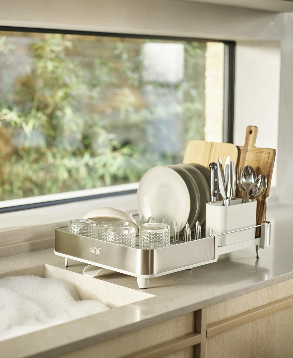 Joseph Joseph Extend Steel Expandable Dish Rack In White